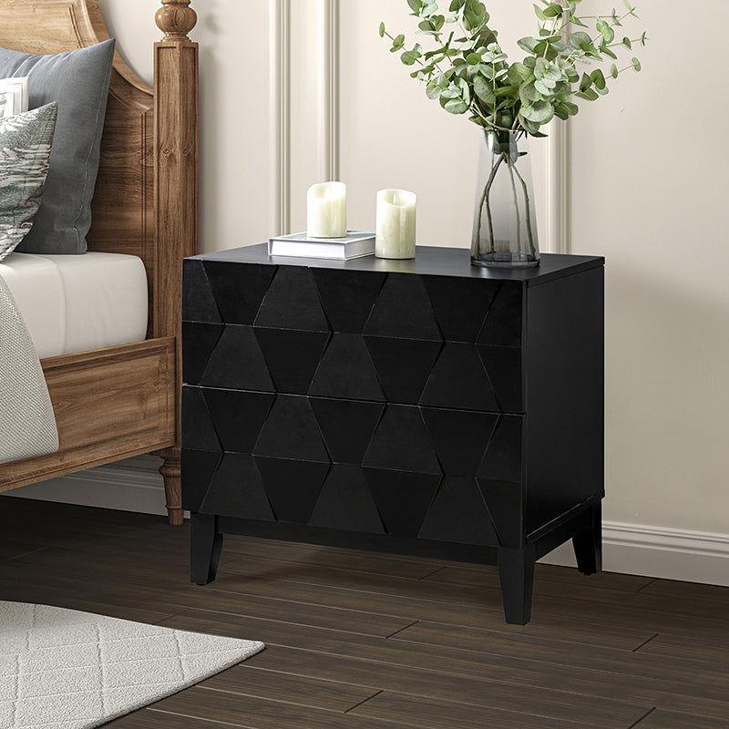 Kamu 2 - Drawer Nightstand Chest with Built-in Outlets(Optional Types)