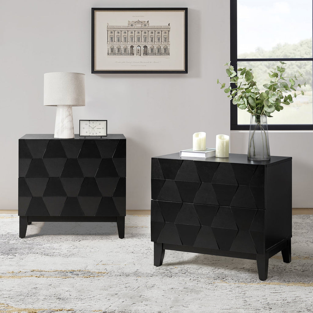 Kamu 2 - Drawer Nightstand Chest with Built-in Outlets(Optional Types)