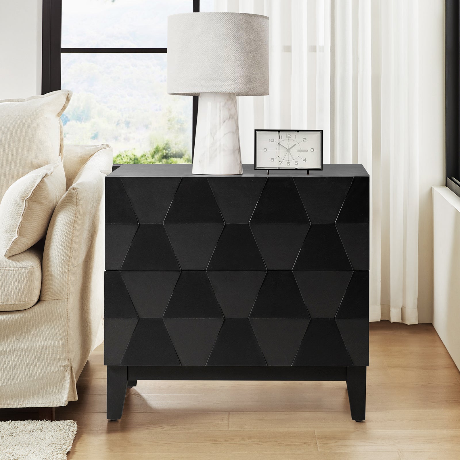 Kamu 2 - Drawer Nightstand Chest with Built-in Outlets(Optional Types)