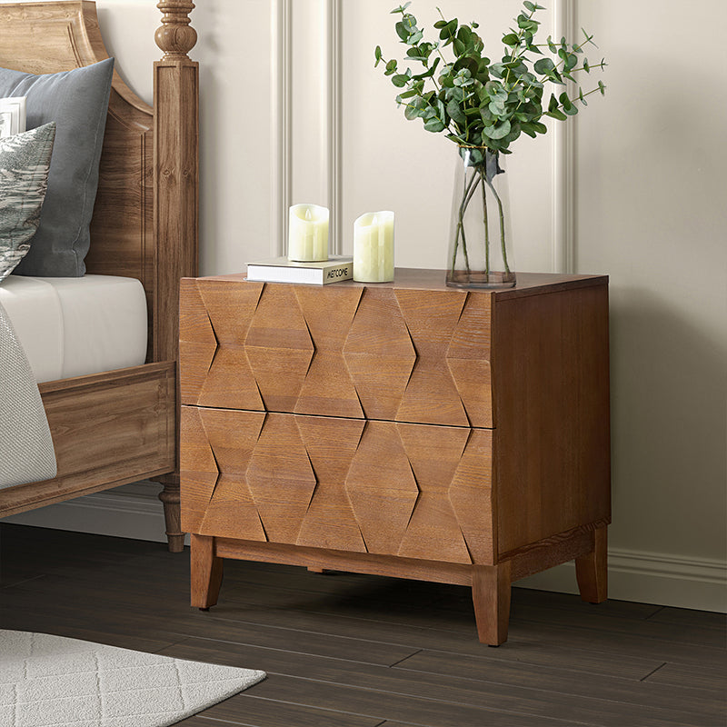 Kamu 2 - Drawer Nightstand Chest with Built-in Outlets(Optional Types)