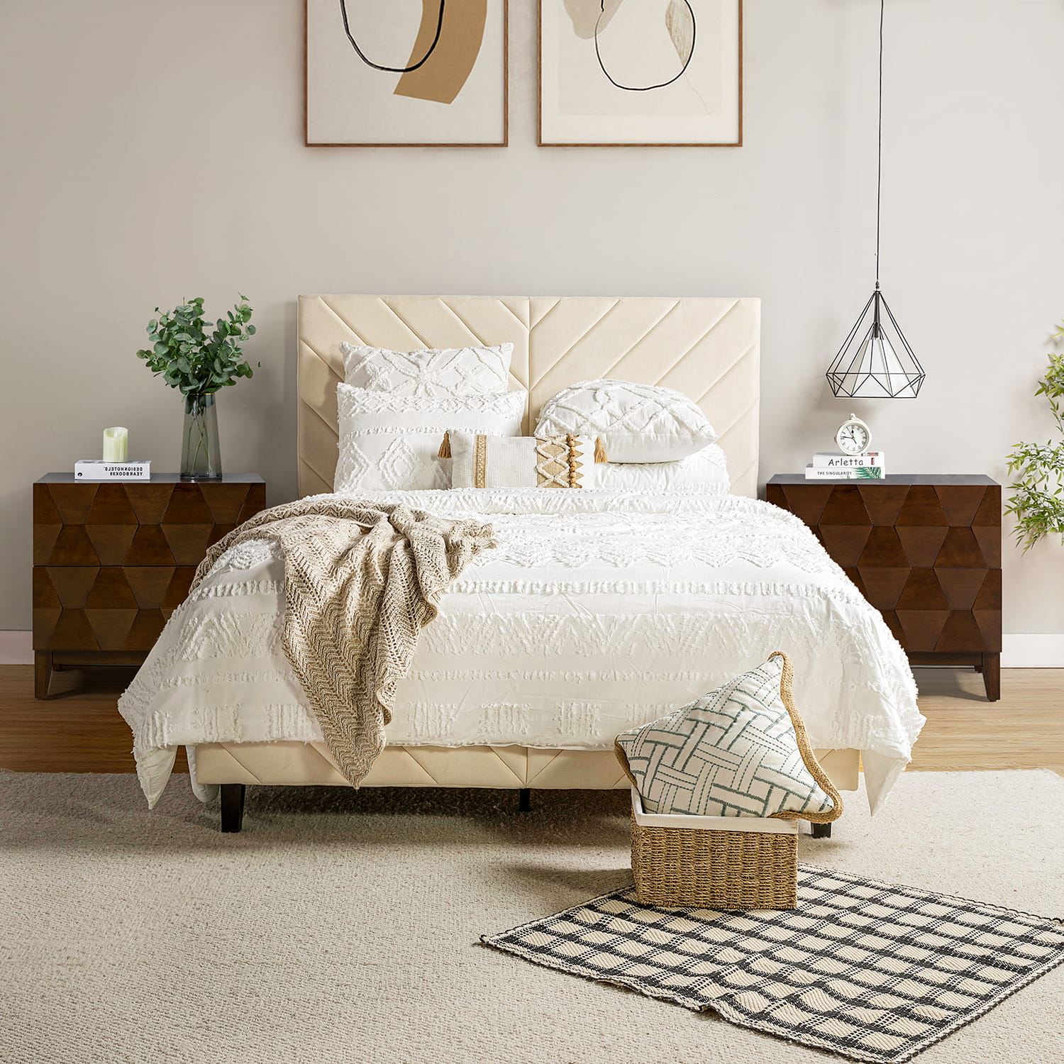 Kamu 2 - Drawer Nightstand Chest with Built-in Outlets(Optional Types)