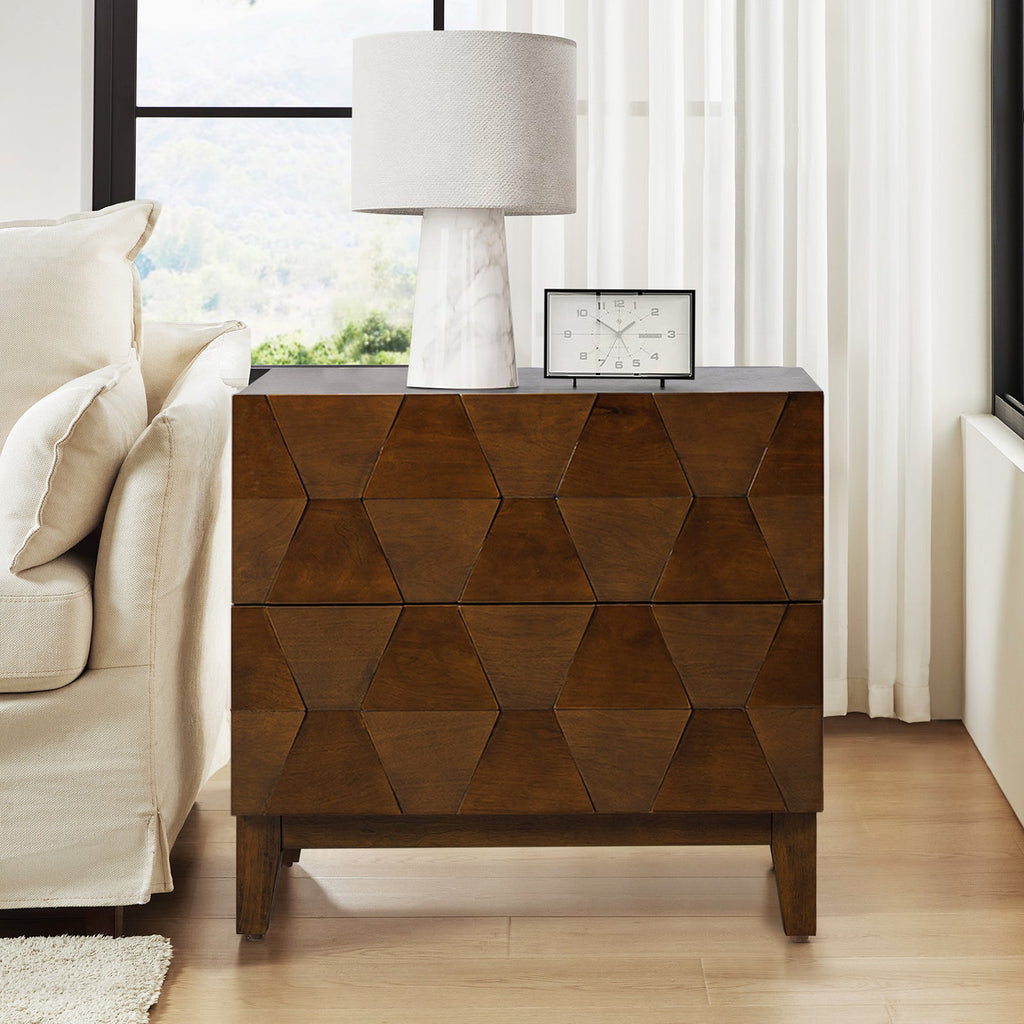 Kamu 2 - Drawer Nightstand Chest with Built-in Outlets(Optional Types)