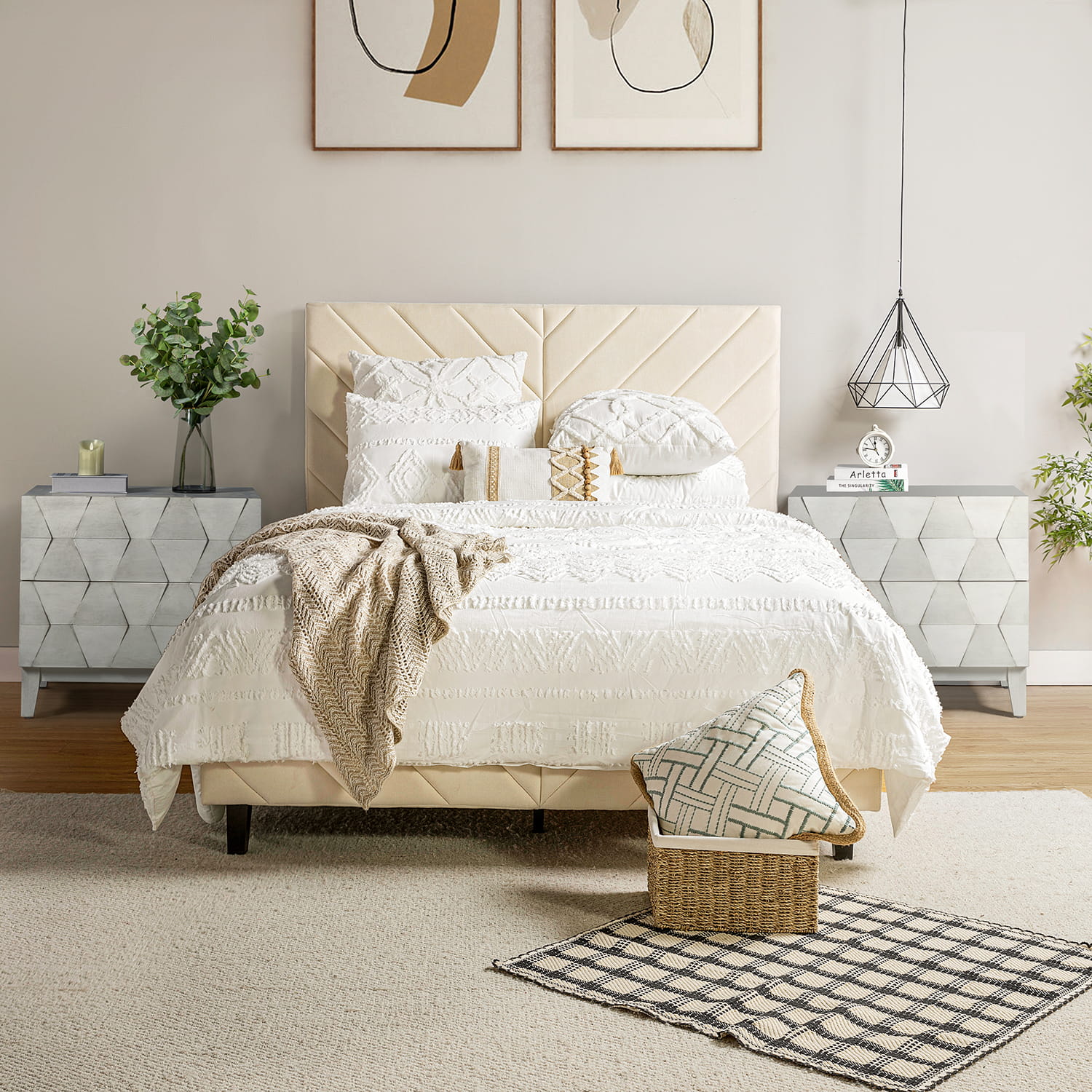 Kamu 2 - Drawer Nightstand Chest with Built-in Outlets(Optional Types)