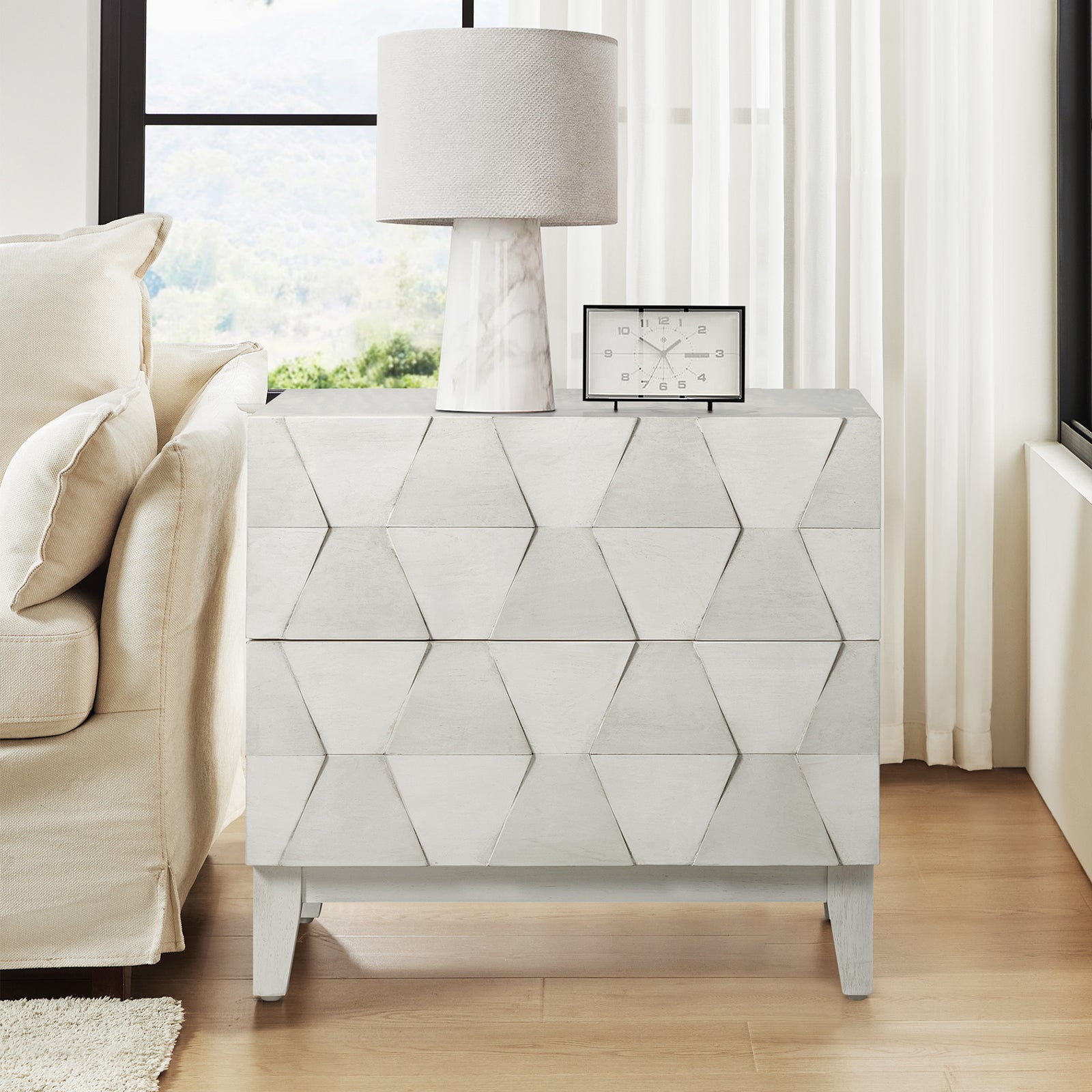 Kamu 2 - Drawer Nightstand Chest with Built-in Outlets(Optional Types)