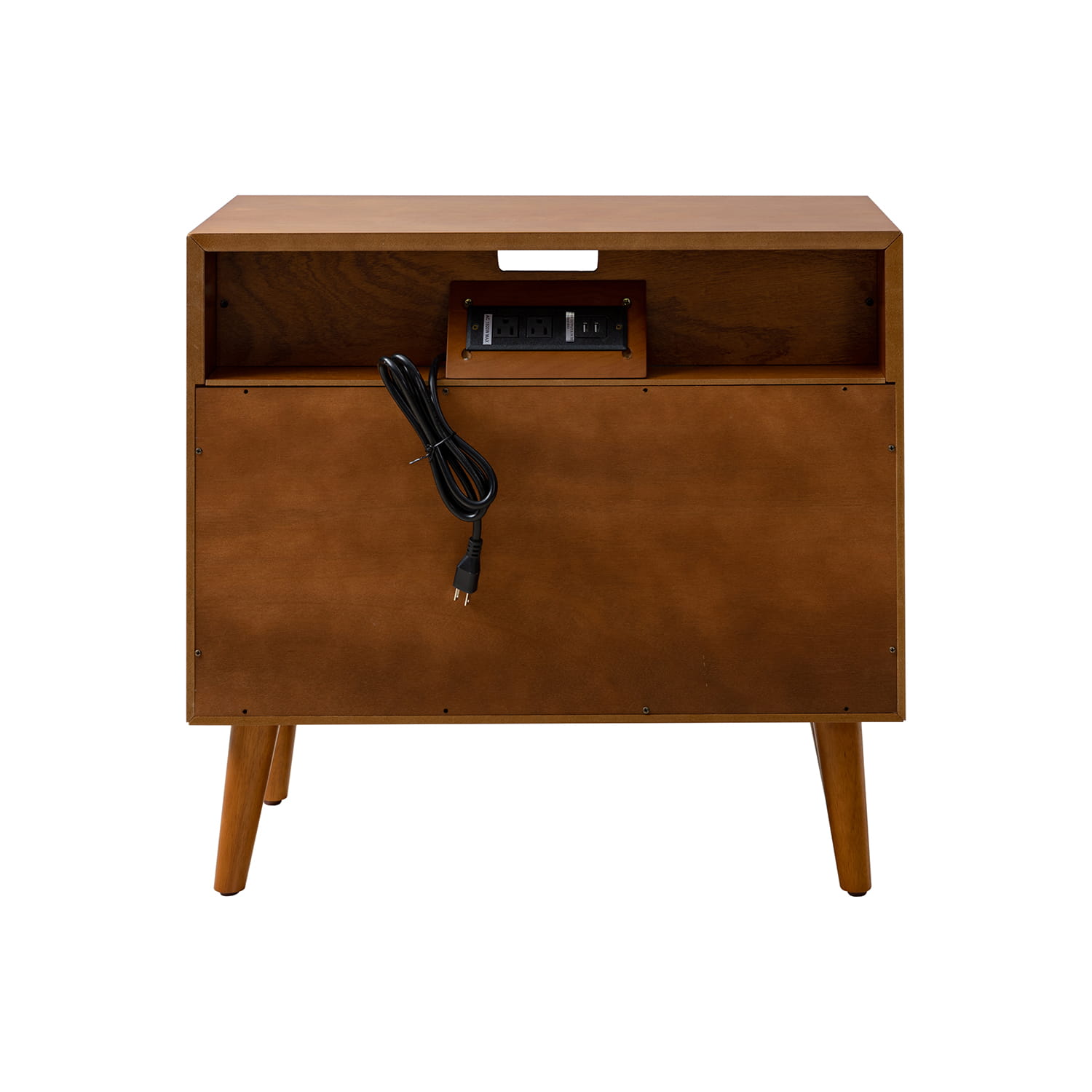 Lilian 2 - Drawer Mid Century Nightstand with Built-in Outlets(Optional Types)