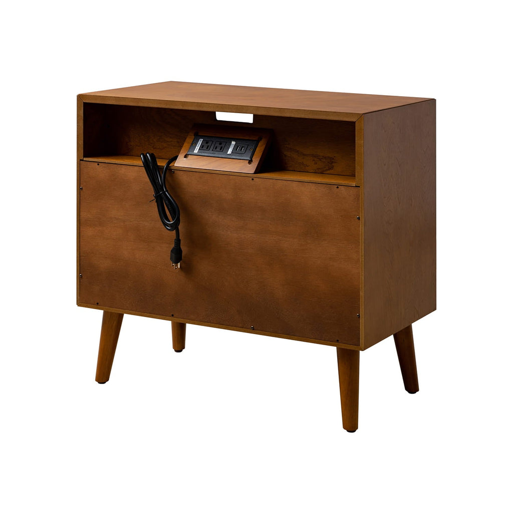 Lilian 2 - Drawer Mid Century Nightstand with Built-in Outlets(Optional Types)