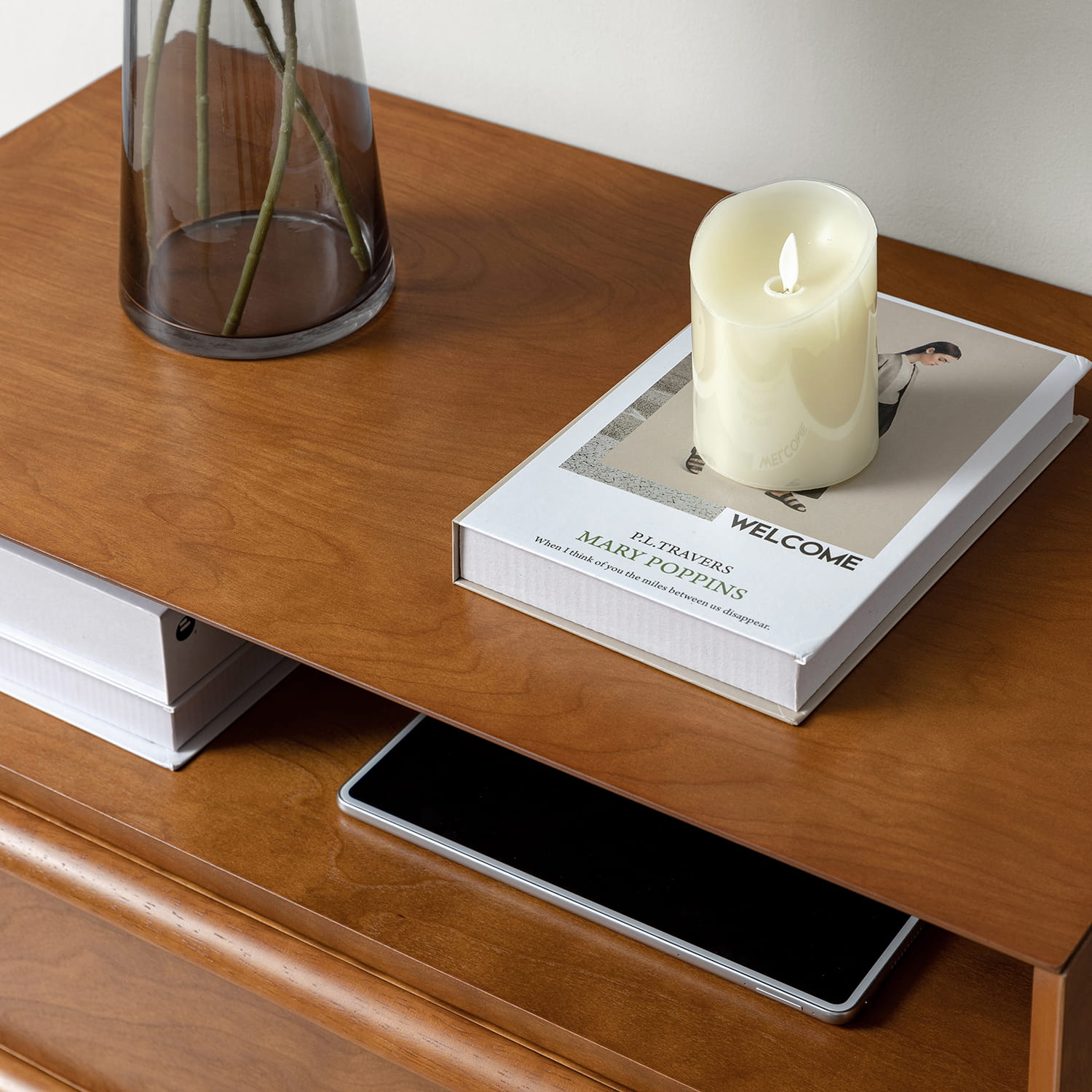 Lilian 2 - Drawer Mid Century Nightstand with Built-in Outlets(Optional Types)