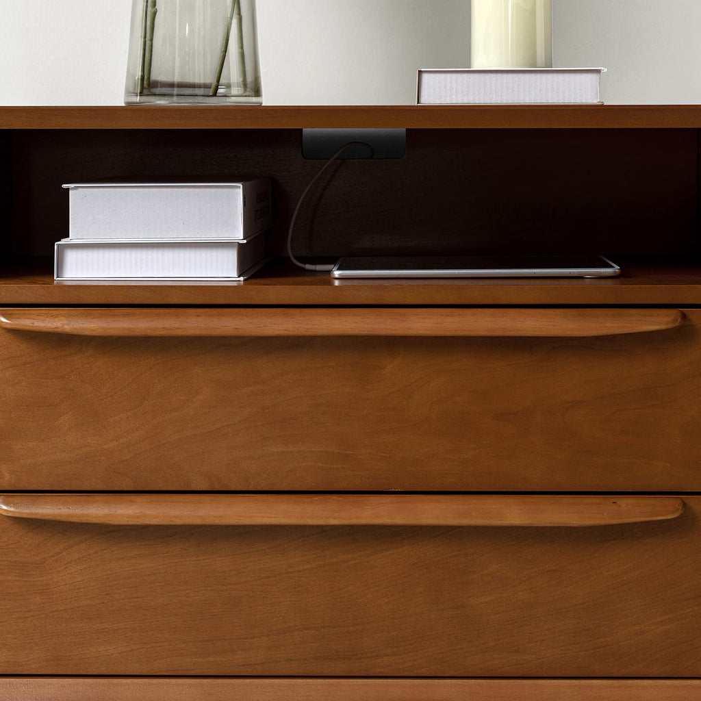 Lilian 2 - Drawer Mid Century Nightstand with Built-in Outlets(Optional Types)