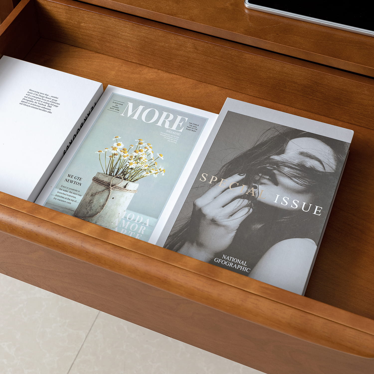 Lilian 2 - Drawer Mid Century Nightstand with Built-in Outlets(Optional Types)