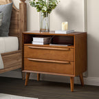 Lilian 2 - Drawer Mid Century Nightstand with Built-in Outlets(Optional Types)