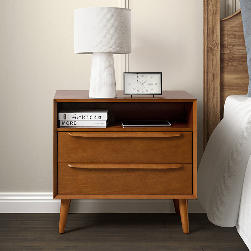 Lilian 2 - Drawer Mid Century Nightstand with Built-in Outlets(Optional Types)
