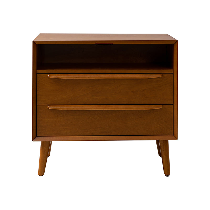 Lilian 2 - Drawer Mid Century Nightstand with Built-in Outlets(Optional Types)