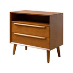 Lilian 2 - Drawer Mid Century Nightstand with Built-in Outlets(Optional Types)