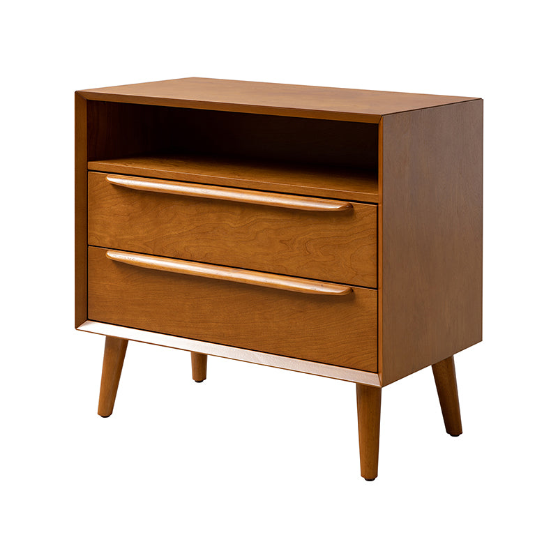 Lilian 2 - Drawer Mid Century Nightstand with Built-in Outlets(Optional Types)