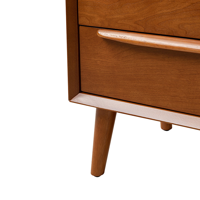 Lilian 2 - Drawer Mid Century Nightstand with Built-in Outlets(Optional Types)