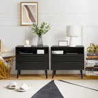 Lilian 2 - Drawer Mid Century Nightstand with Built-in Outlets(Optional Types)