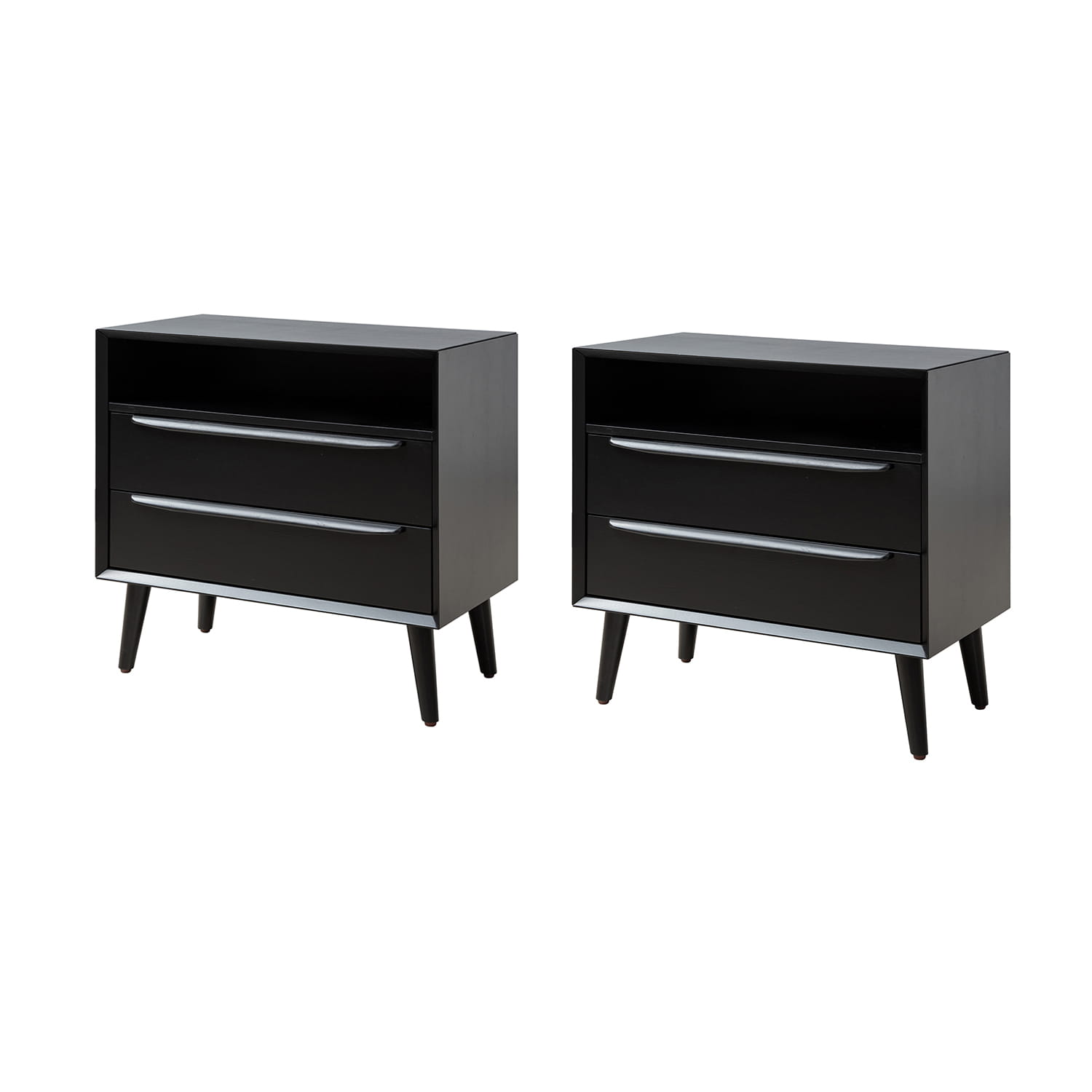 Lilian 2 - Drawer Mid Century Nightstand with Built-in Outlets(Optional Types)