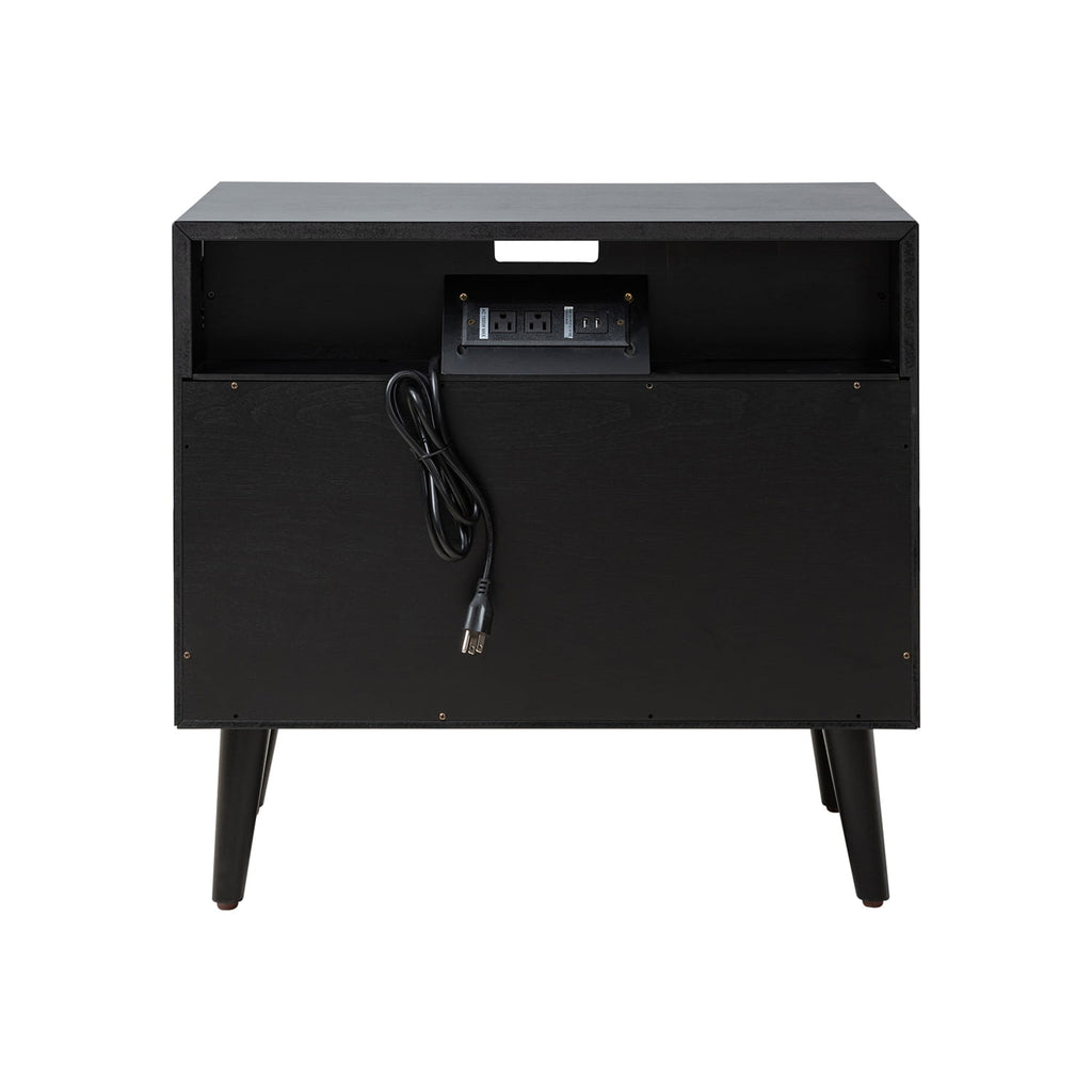 Lilian 2 - Drawer Mid Century Nightstand with Built-in Outlets(Optional Types)
