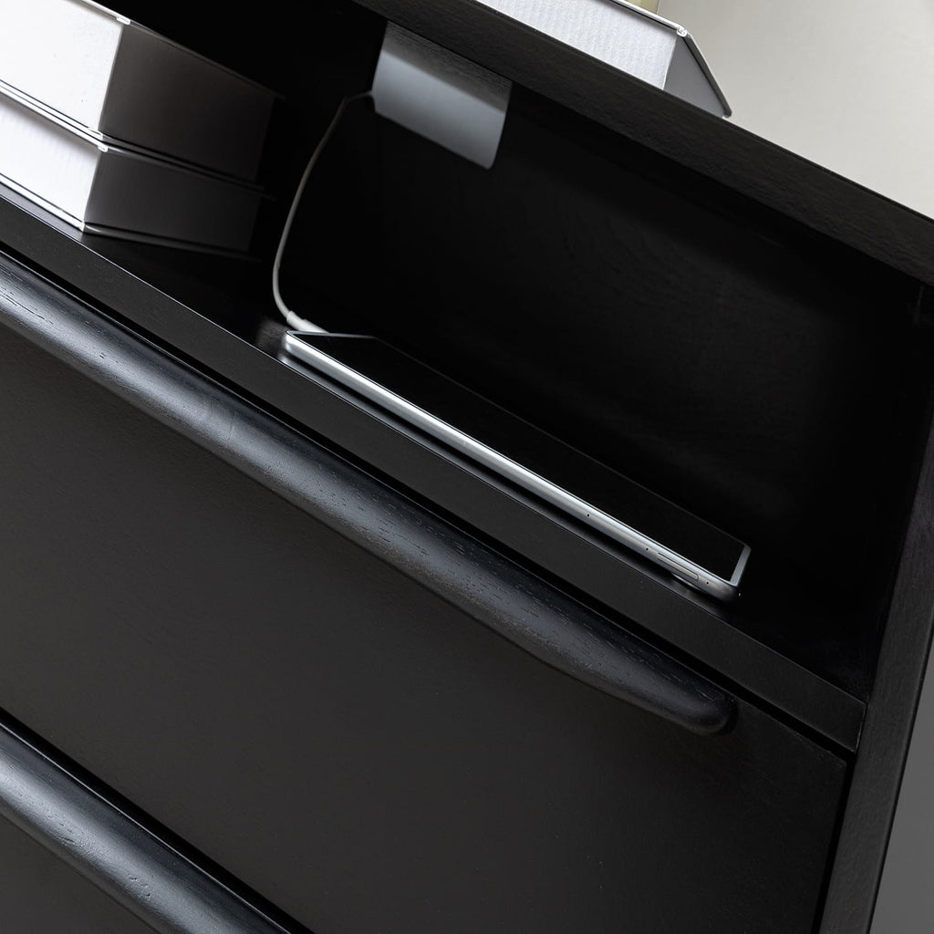 Lilian 2 - Drawer Mid Century Nightstand with Built-in Outlets(Optional Types)