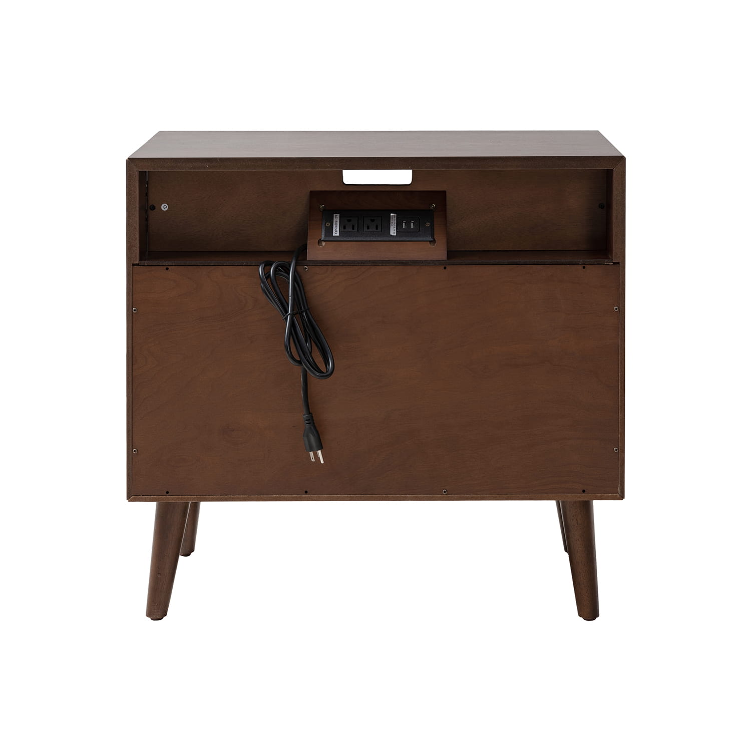 Lilian 2 - Drawer Mid Century Nightstand with Built-in Outlets(Optional Types)