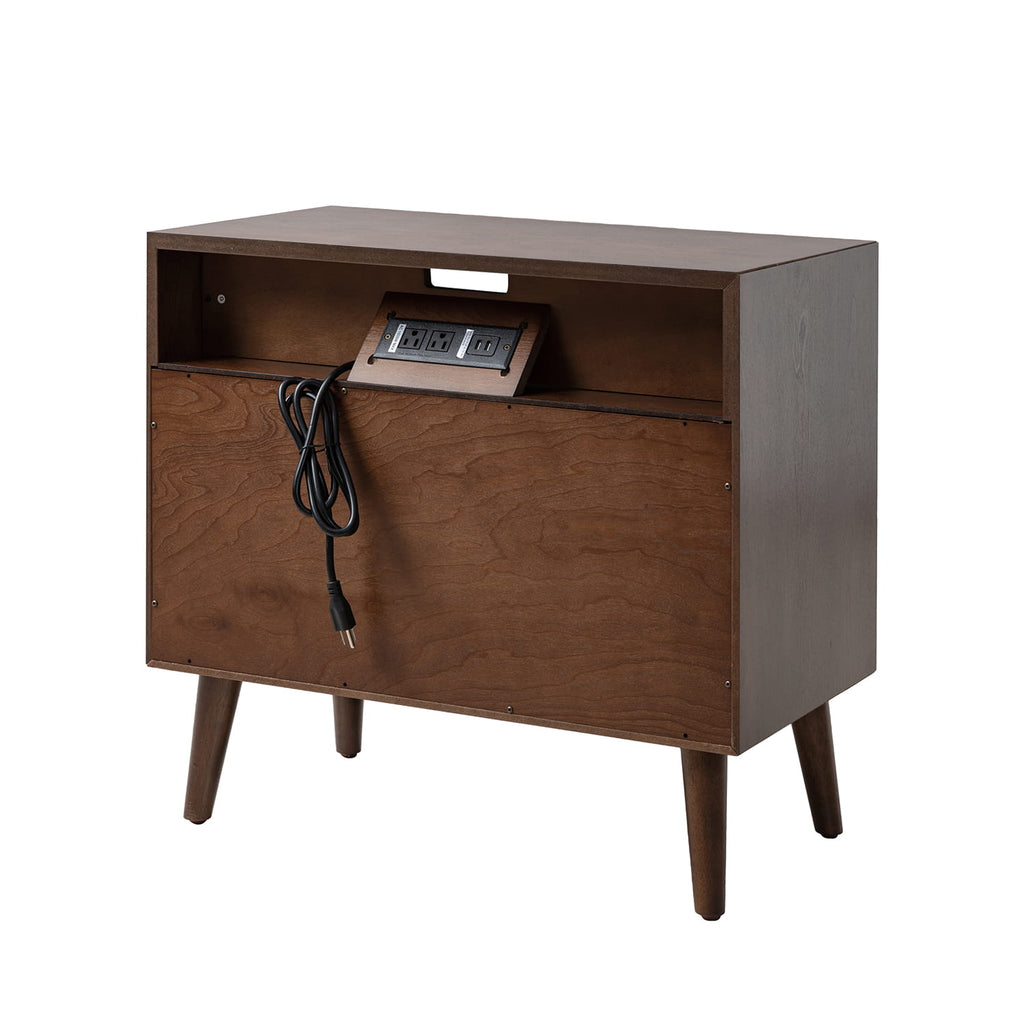 Lilian 2 - Drawer Mid Century Nightstand with Built-in Outlets(Optional Types)