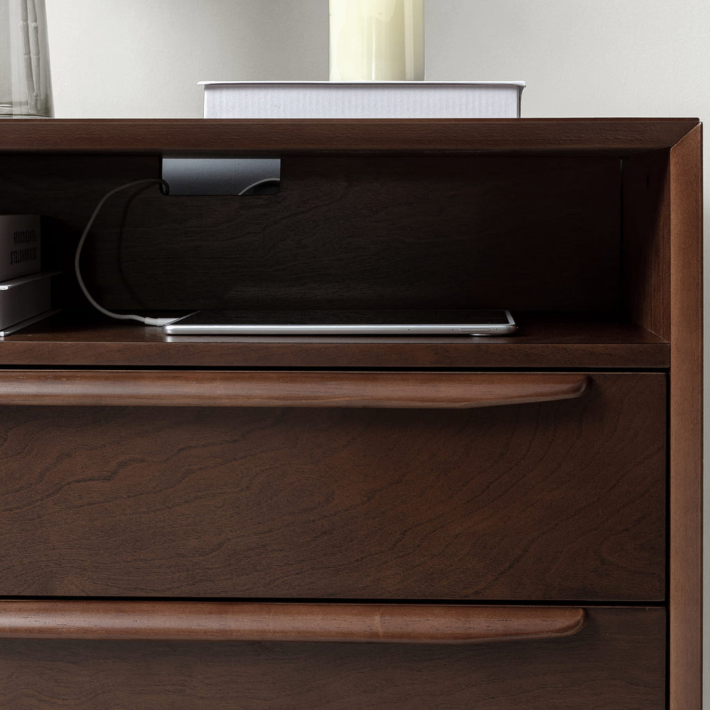 Lilian 2 - Drawer Mid Century Nightstand with Built-in Outlets(Optional Types)