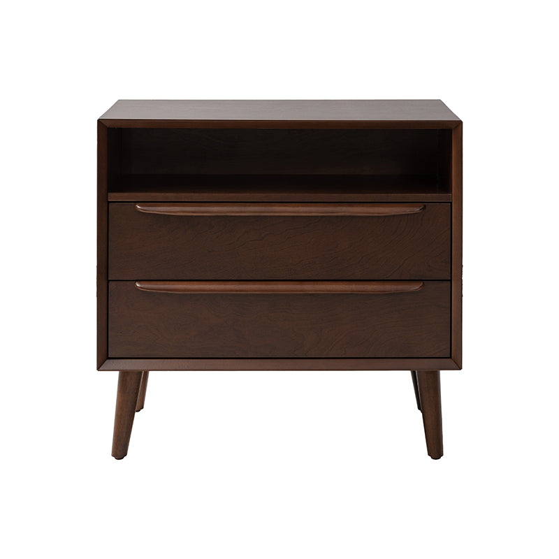 Lilian 2 - Drawer Mid Century Nightstand with Built-in Outlets(Optional Types)