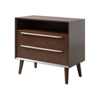 Lilian 2 - Drawer Mid Century Nightstand with Built-in Outlets(Optional Types)