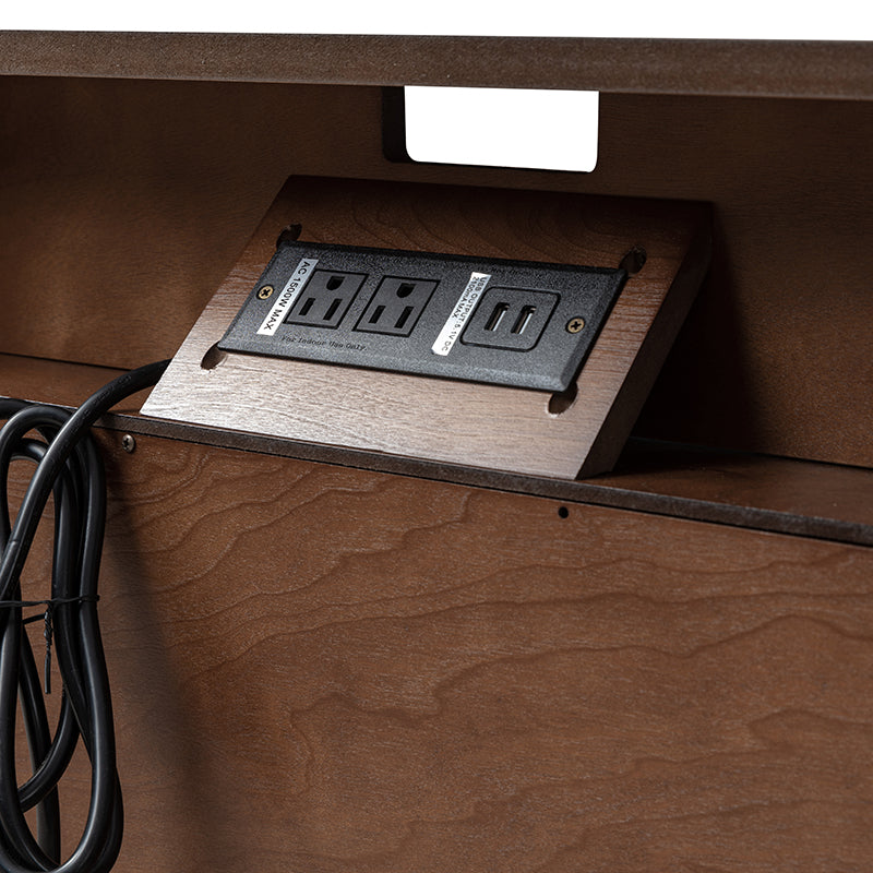 Lilian 2 - Drawer Mid Century Nightstand with Built-in Outlets(Optional Types)