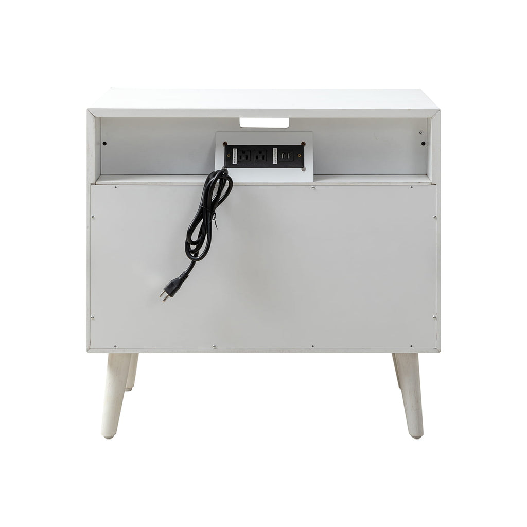Lilian 2 - Drawer Mid Century Nightstand with Built-in Outlets(Optional Types)