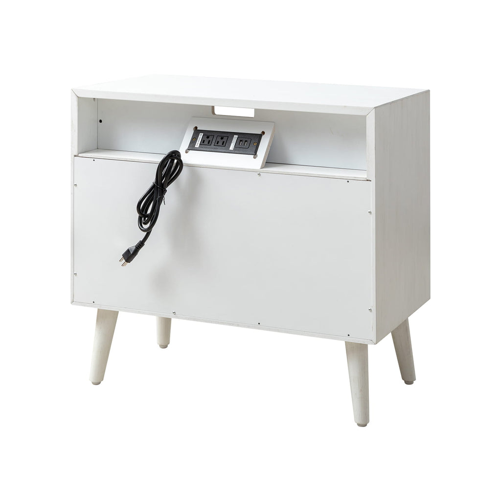 Lilian 2 - Drawer Mid Century Nightstand with Built-in Outlets(Optional Types)