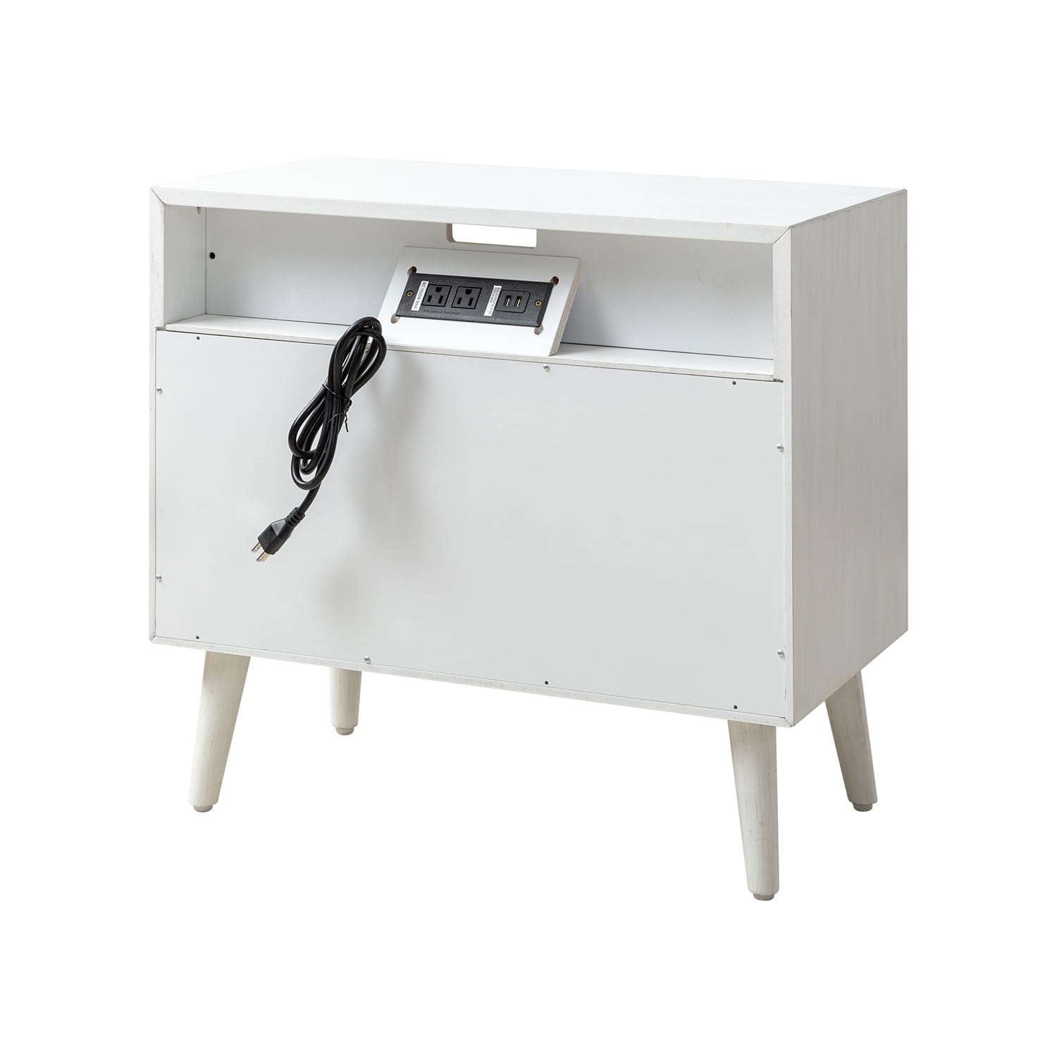 Lilian 2 - Drawer Mid Century Nightstand with Built-in Outlets(Optional Types)