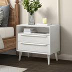 Lilian 2 - Drawer Mid Century Nightstand with Built-in Outlets(Optional Types)