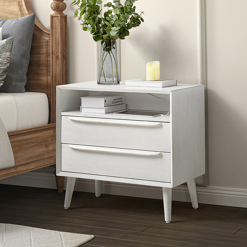 Lilian 2 - Drawer Mid Century Nightstand with Built-in Outlets(Optional Types)