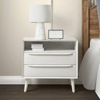 Lilian 2 - Drawer Mid Century Nightstand with Built-in Outlets(Optional Types)