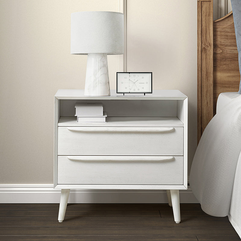 Lilian 2 - Drawer Mid Century Nightstand with Built-in Outlets(Optional Types)