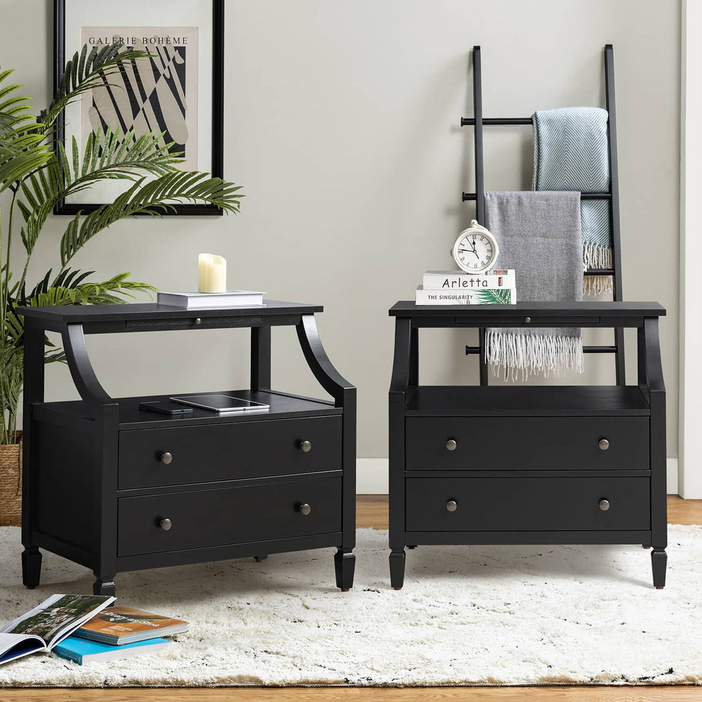 Grace 2 - Drawer Nightstand Chest with Built-in Outlets