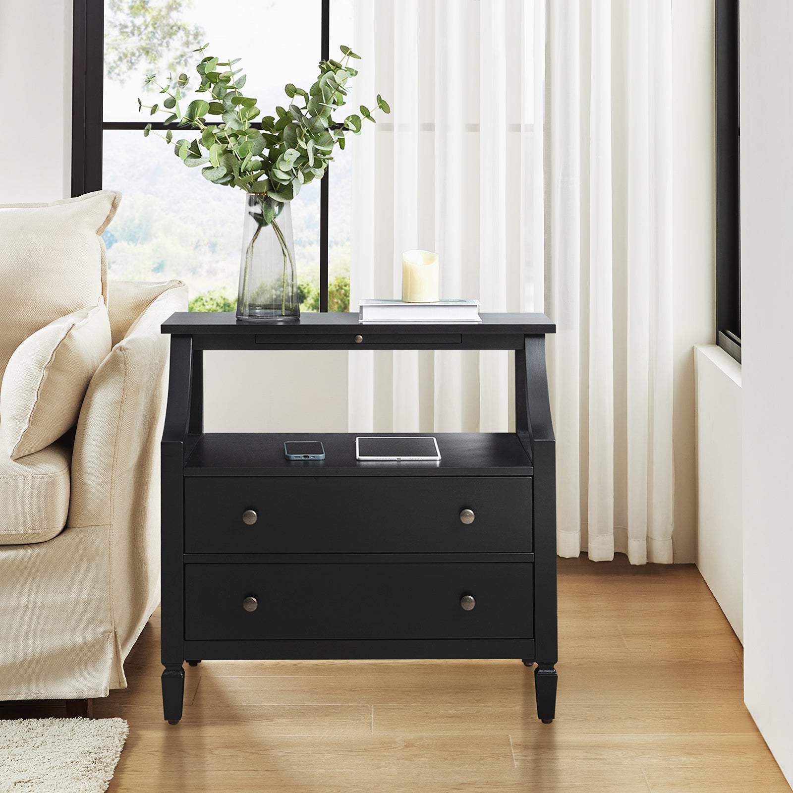 Grace 2 - Drawer Nightstand Chest with Built-in Outlets