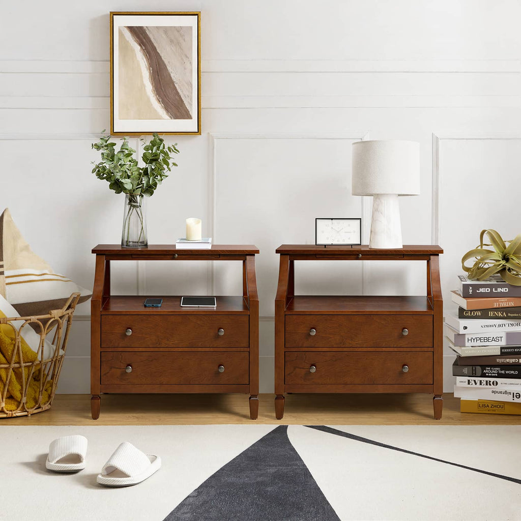 Grace 2 - Drawer Nightstand Chest with Built-in Outlets