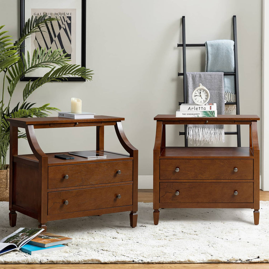 Grace 2 - Drawer Nightstand Chest with Built-in Outlets