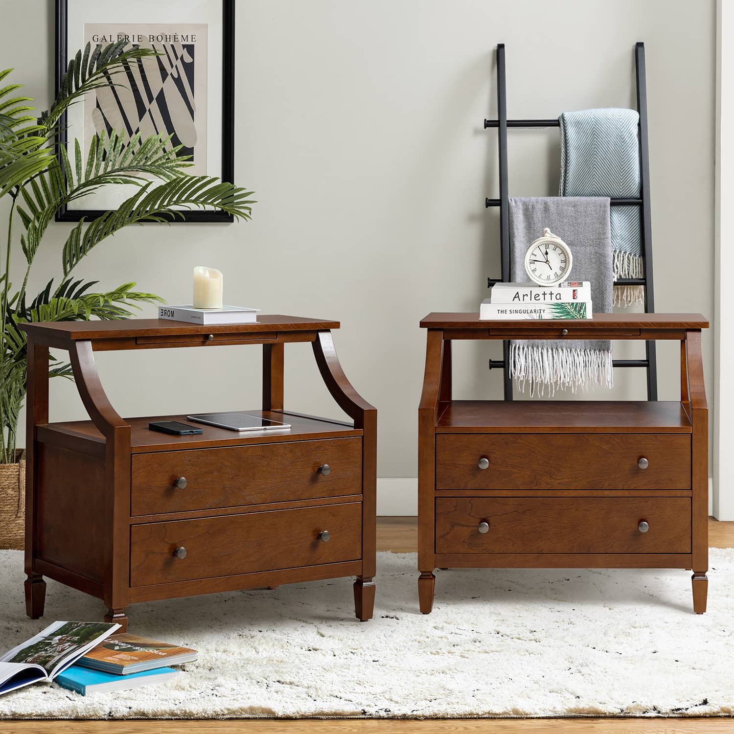 Grace 2 - Drawer Nightstand Chest with Built-in Outlets