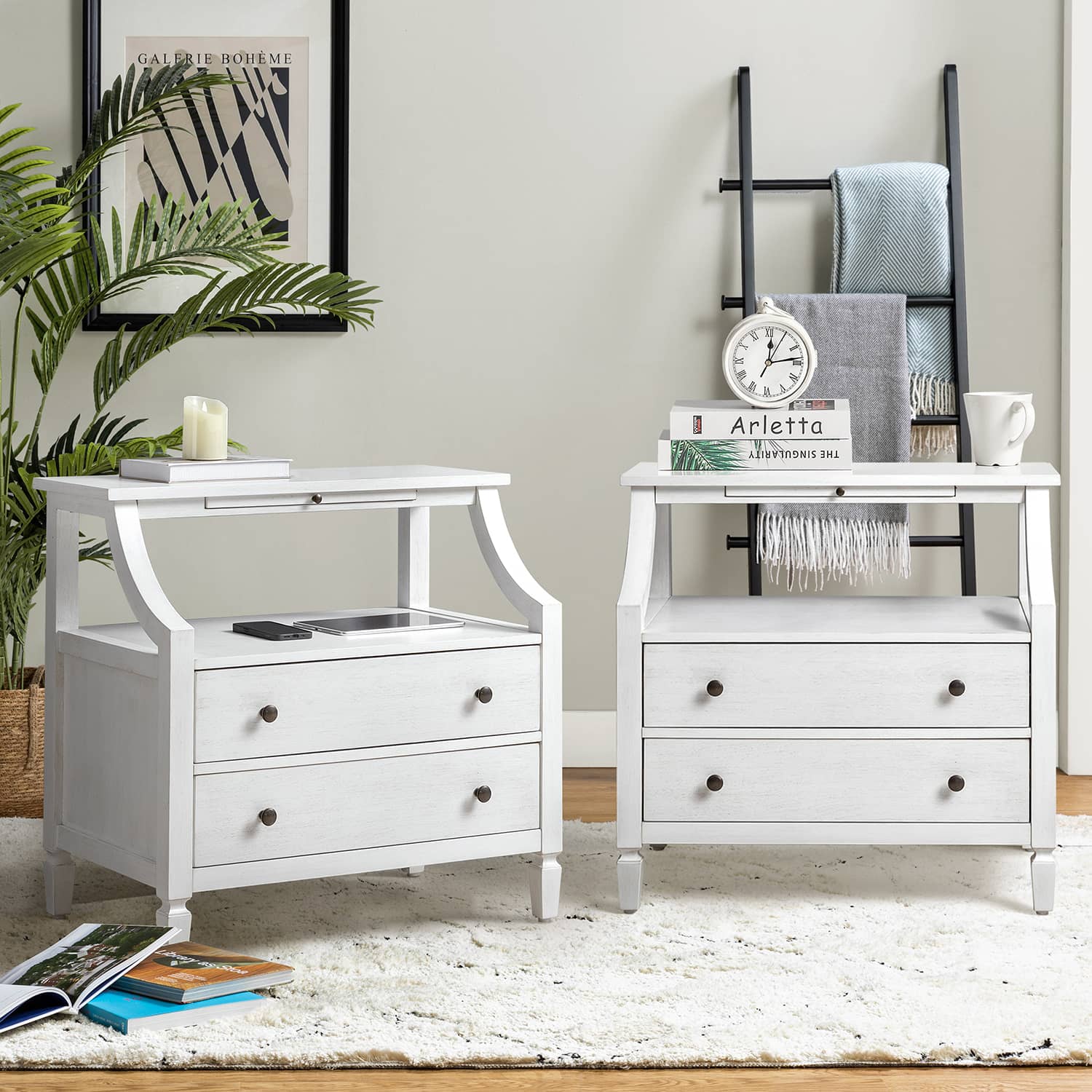 Grace 2 - Drawer Nightstand Chest with Built-in Outlets