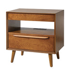 Giralda 2-Drawer Mid-century Modern Nightstand with Built-In Outlets(Optional Types)