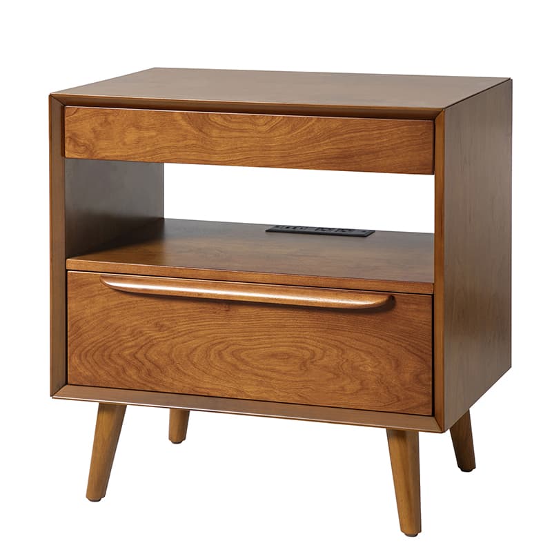 Giralda 2-Drawer Mid-century Modern Nightstand with Built-In Outlets(Optional Types)
