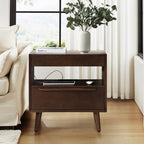 Giralda 2-Drawer Mid-century Modern Nightstand with Built-In Outlets(Optional Types)