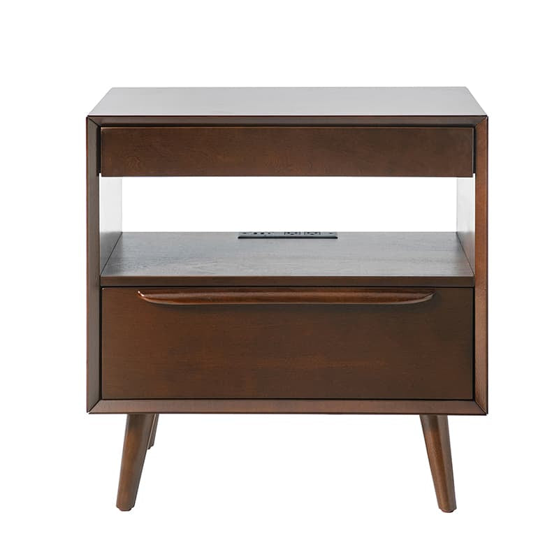Giralda 2-Drawer Mid-century Modern Nightstand with Built-In Outlets(Optional Types)