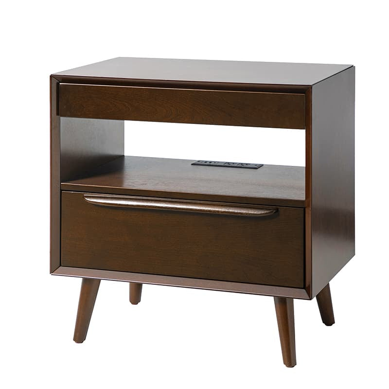 Giralda 2-Drawer Mid-century Modern Nightstand with Built-In Outlets(Optional Types)