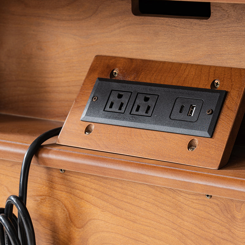 Griselda Transitional 3-Drawer Nightstand with Hidden Compartment, Pull-Out Tray & Power Outlet  Solid Wood Elegance