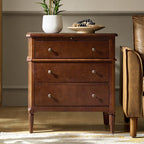 Griselda Transitional 3-Drawer Nightstand with Hidden Compartment, Pull-Out Tray & Power Outlet  Solid Wood Elegance