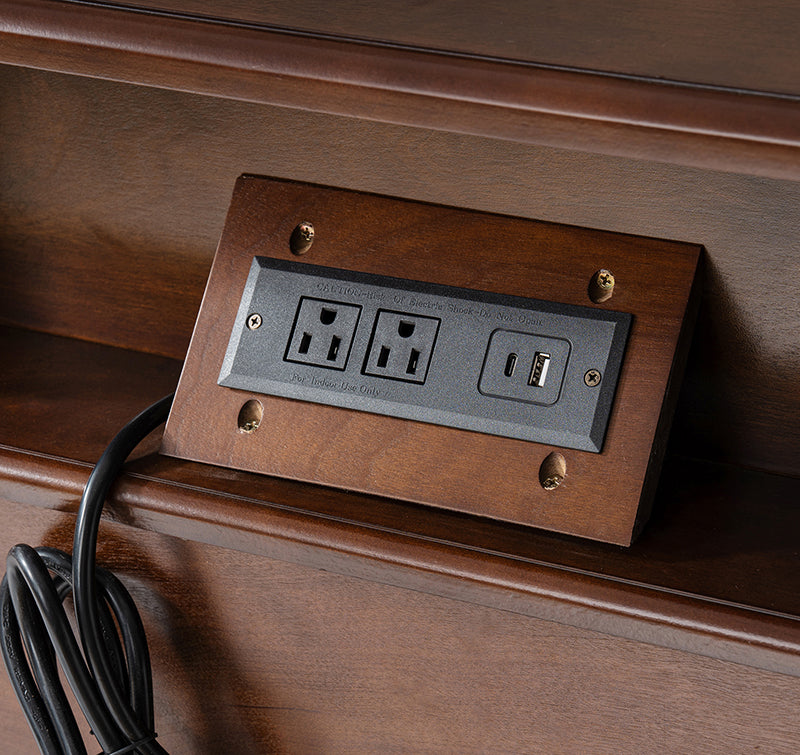 Griselda Transitional 3-Drawer Nightstand with Hidden Compartment, Pull-Out Tray & Power Outlet  Solid Wood Elegance